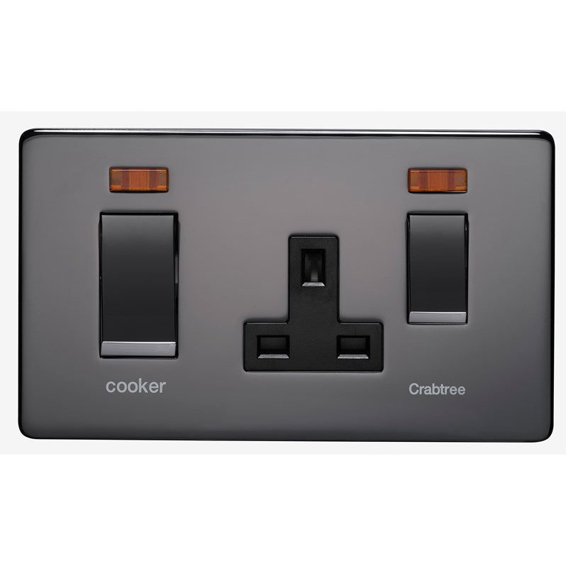 Crabtree 7521/3BKN 45A DP Cooker Control Unit with Neon Black Nickel