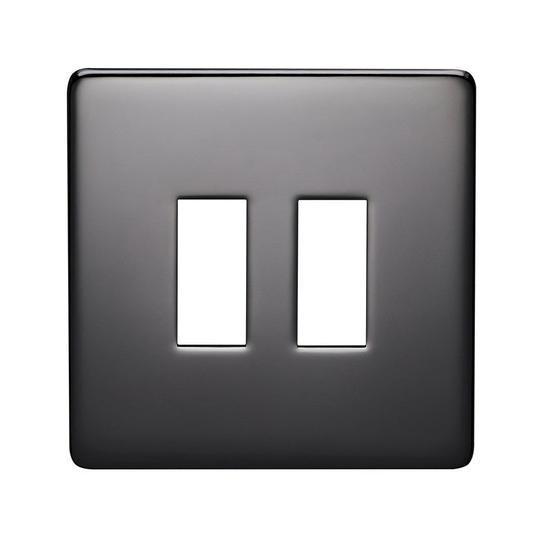 Crabtree 7712/BKN 2 Gang Grid Faceplate Black Nickel