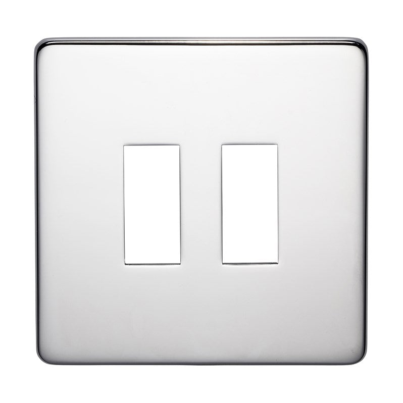 Crabtree 7712/HPC 2 Gang Grid Faceplate Polished Chrome