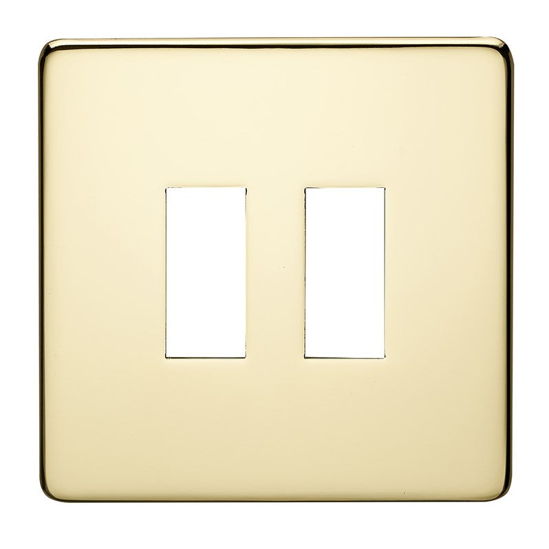 Crabtree 7712/PB 2 Gang Grid Faceplate Polished Brass