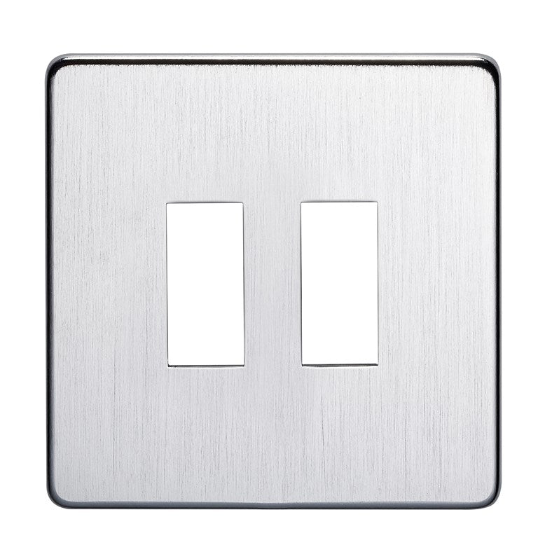 Crabtree 7712/SC 2 Gang Grid Faceplate Satin Chrome