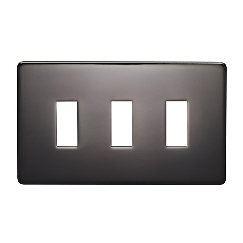 Crabtree 7713/BKN 3 Gang Grid Faceplate Black Nickel