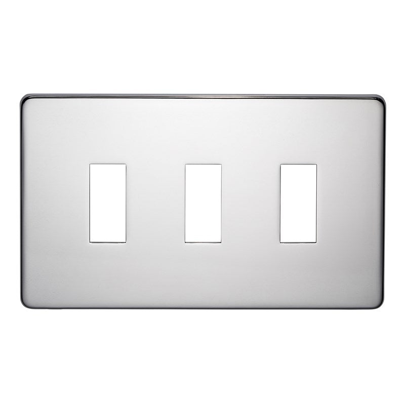 Crabtree 7713/HPC 3 Gang Grid Faceplate Polished Chrome