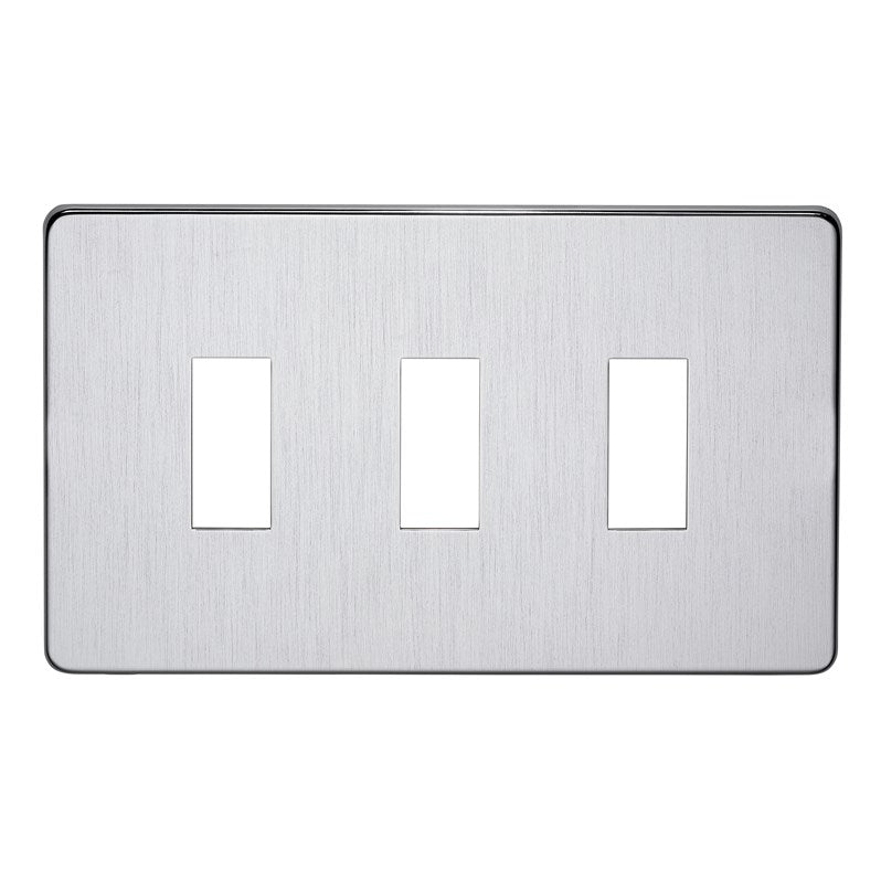 Crabtree 7713/SC 3 Gang Grid Faceplate Satin Chrome