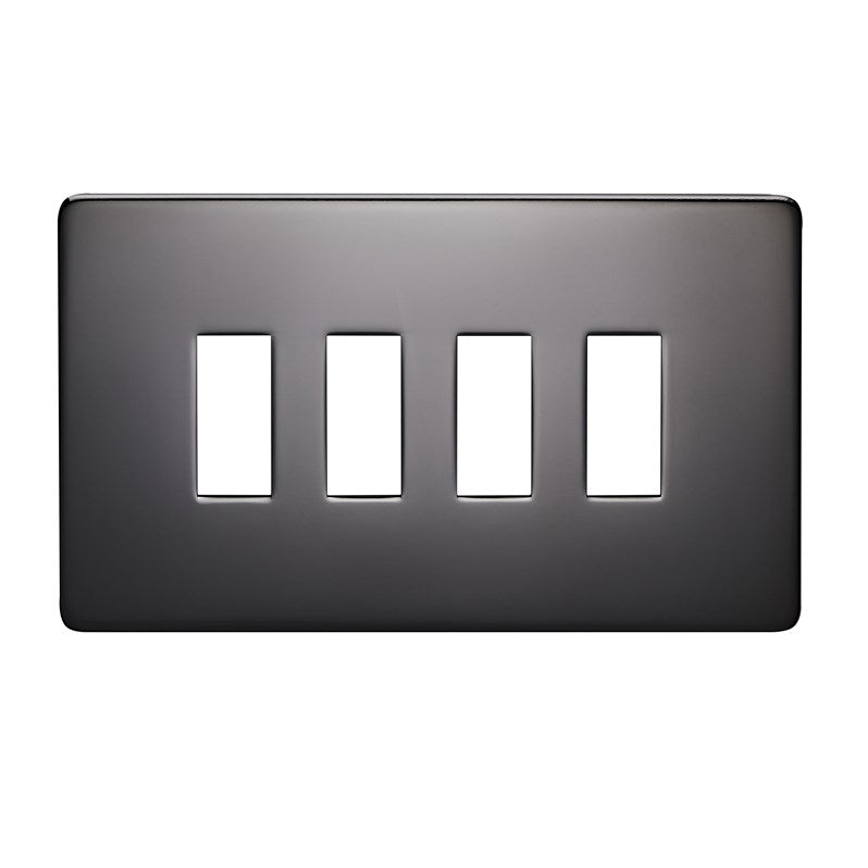 Crabtree 7714/BKN 4 Gang Grid Faceplate Black Nickel