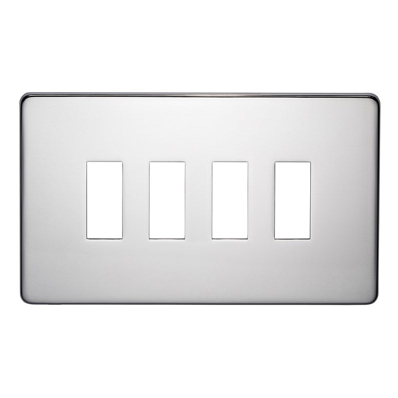 Crabtree 7714/HPC 4 Gang Grid Faceplate Polished Chrome