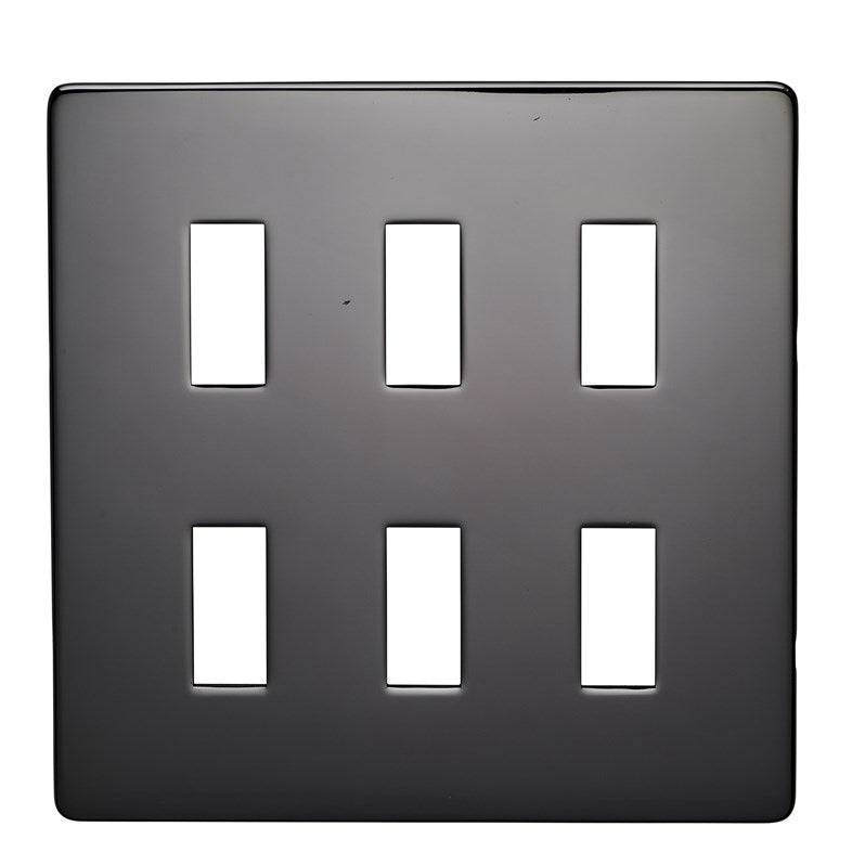 Crabtree 7716/BKN 6 Gang Grid Faceplate Black Nickel