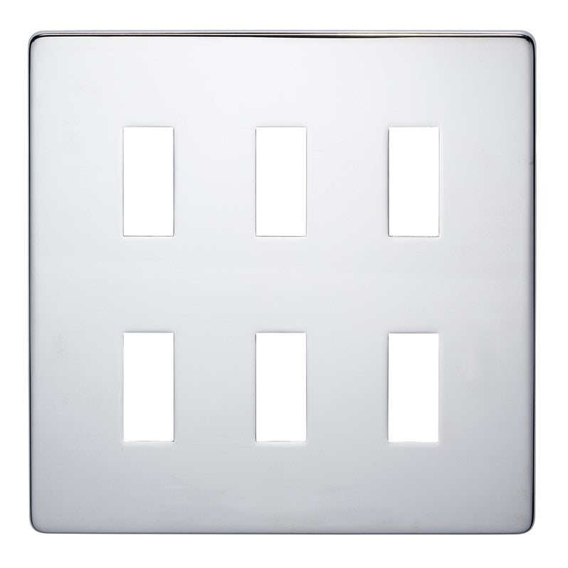 Crabtree 7716/HPC 6 Gang Grid Faceplate Polished Chrome