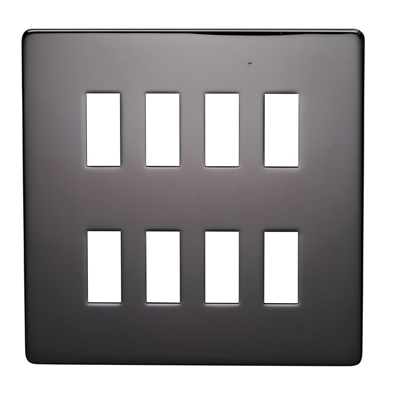 Crabtree 7718/BKN 8 Gang Grid Faceplate Black Nickel