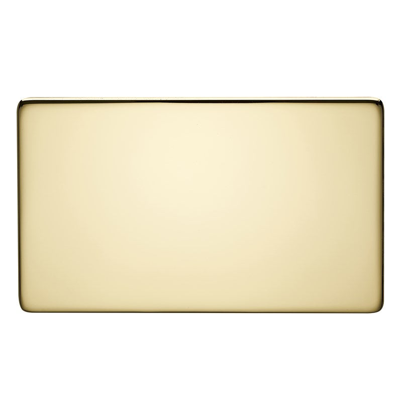 Crabtree 7777/PB 2 Gang Blank Plate Polished Brass