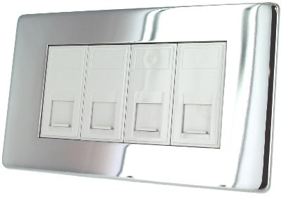 Crabtree 7789/HPC/WH Quad Cat 5 Outlet Polished Chrome White Insert