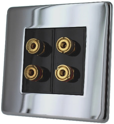 Crabtree 7794/HPC Loudspeaker Outlet Polished Chrome Black Insert