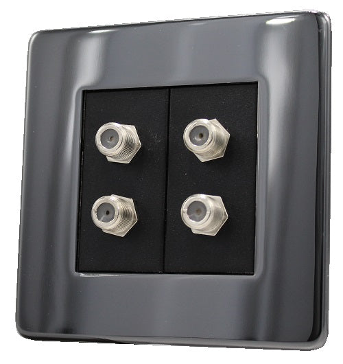 Crabtree 7797/BKN 1 Gang Dual Twin Module Satellite Outlet Black Nickel