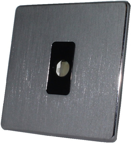 Crabtree 7830/SC Flex Outlet Plate Satin Chrome Black Insert