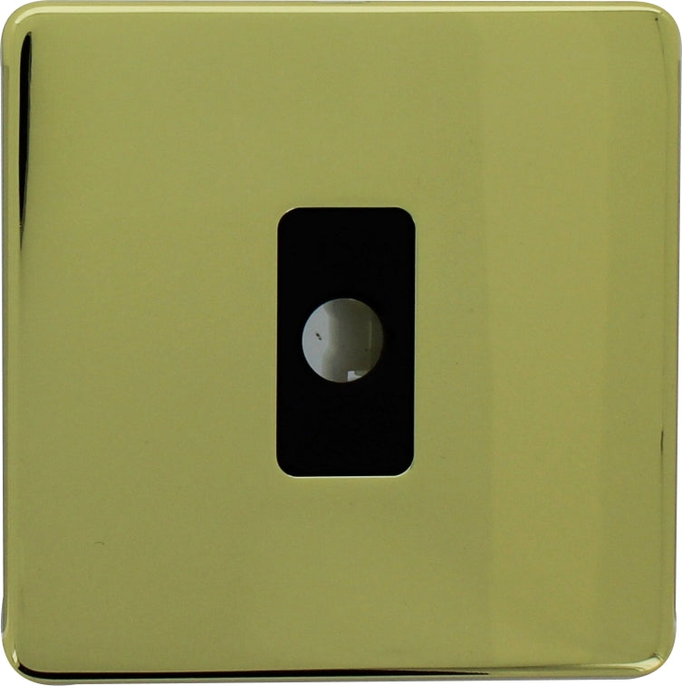 Crabtree 7830/PB Flex Outlet Plate Polished Brass Black Insert