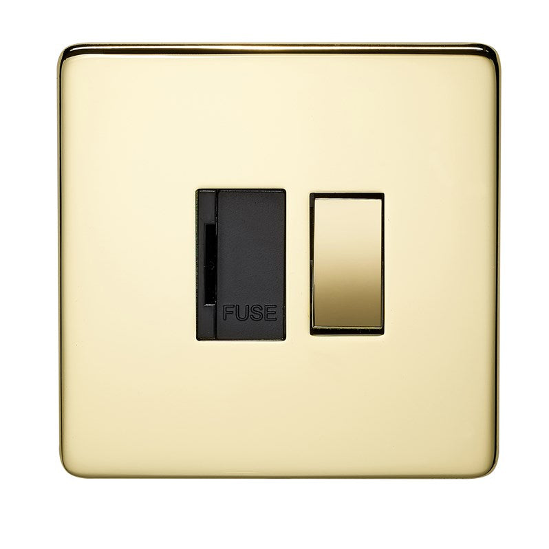 Crabtree 7832/PB 13A Switched Spur Polished Brass Black Insert