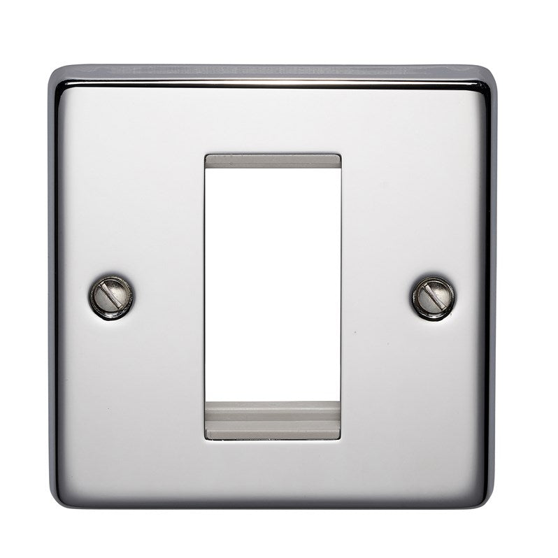 Crabtree 8091/HPC 1 Gang 1 Module Euromodule Faceplate Polished Chrome White Insert