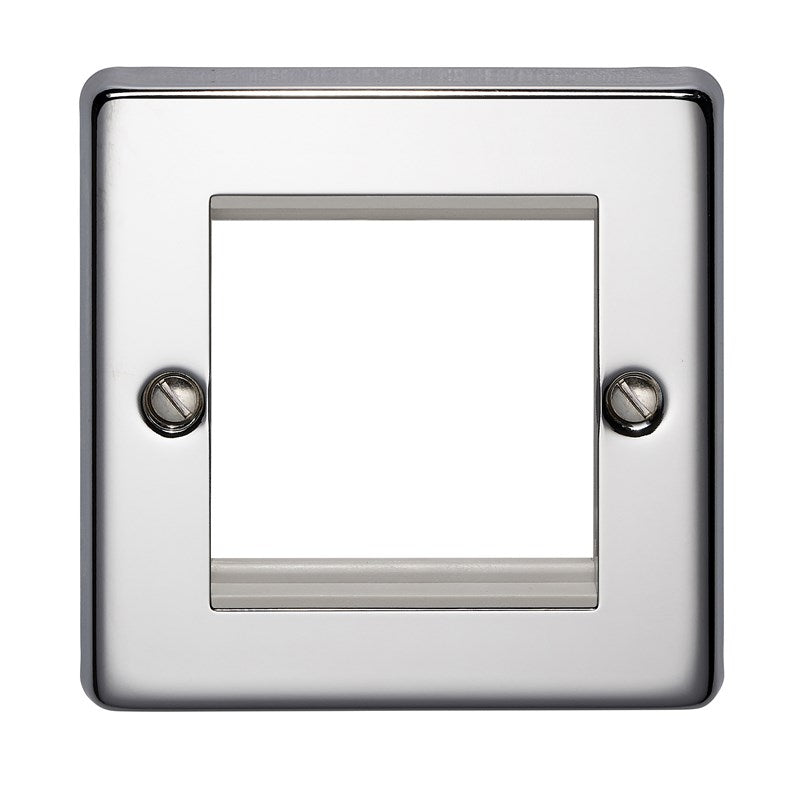 Crabtree 8092/HPC 1 Gang 2 Module Euromodule Faceplate Polished Chrome White Insert