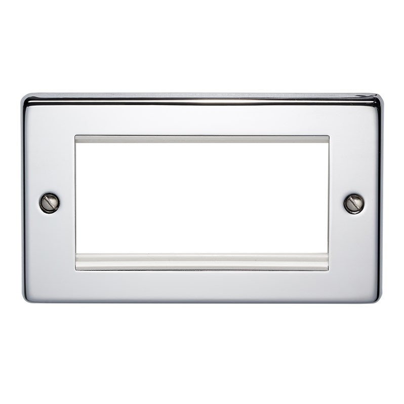 Crabtree 8094/HPC 2 Gang 4 Module Euromodule Faceplate Polished Chrome White Insert