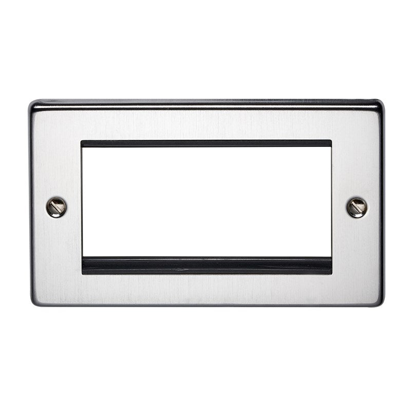 Crabtree 8094/SCBK 2 Gang 4 Module Euromodule Faceplate Satin Chrome Black Insert