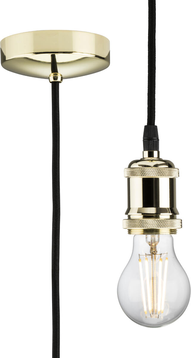 Knightsbridge 8271LPB 1.8m E27 Vintage Pendant Set Polished Brass