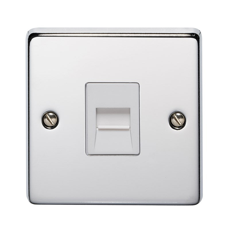 Crabtree 8284/HPC 1 Gang Secondary Telephone Socket Polished Chrome White Insert