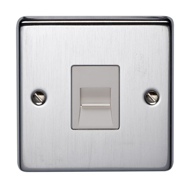 Crabtree 8283/SC 1 Gang Master Telephone Socket Satin Chrome White Insert