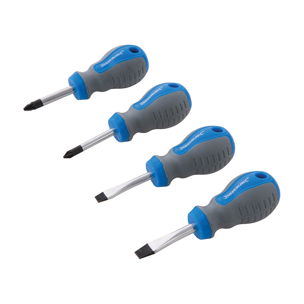 Silverline 893790 4pc Soft Grip Stubby Screwdriver Set