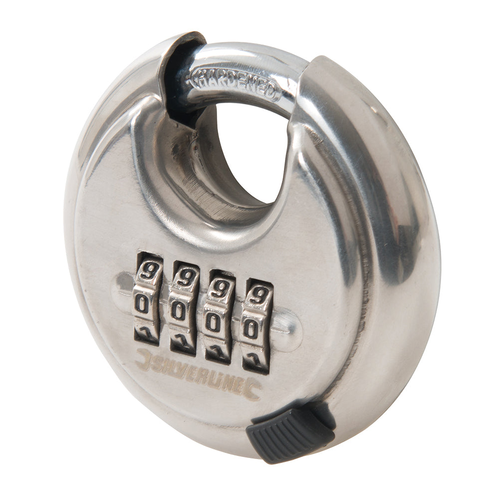 Silverline 926157 70mm Stainless Steel 4 Digit Combi Disc Lock