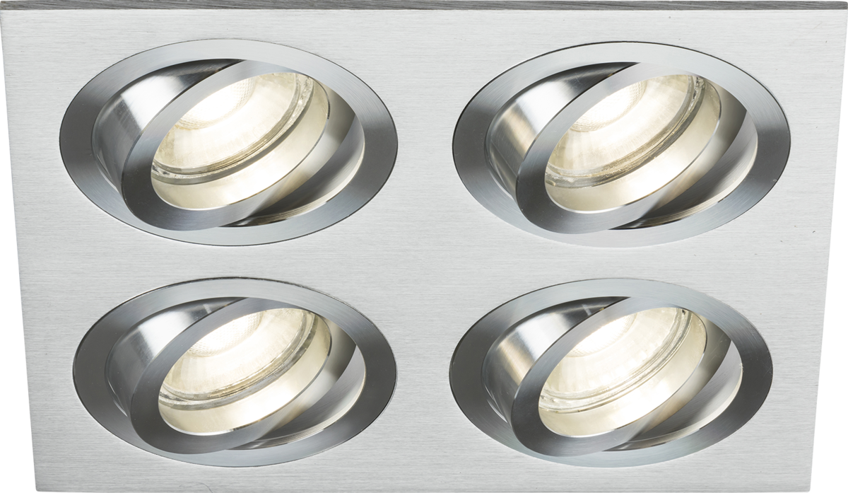 Knightsbridge AMA4TSBC  4 x GU10 Square Tilt Downlight Brushed Chrome