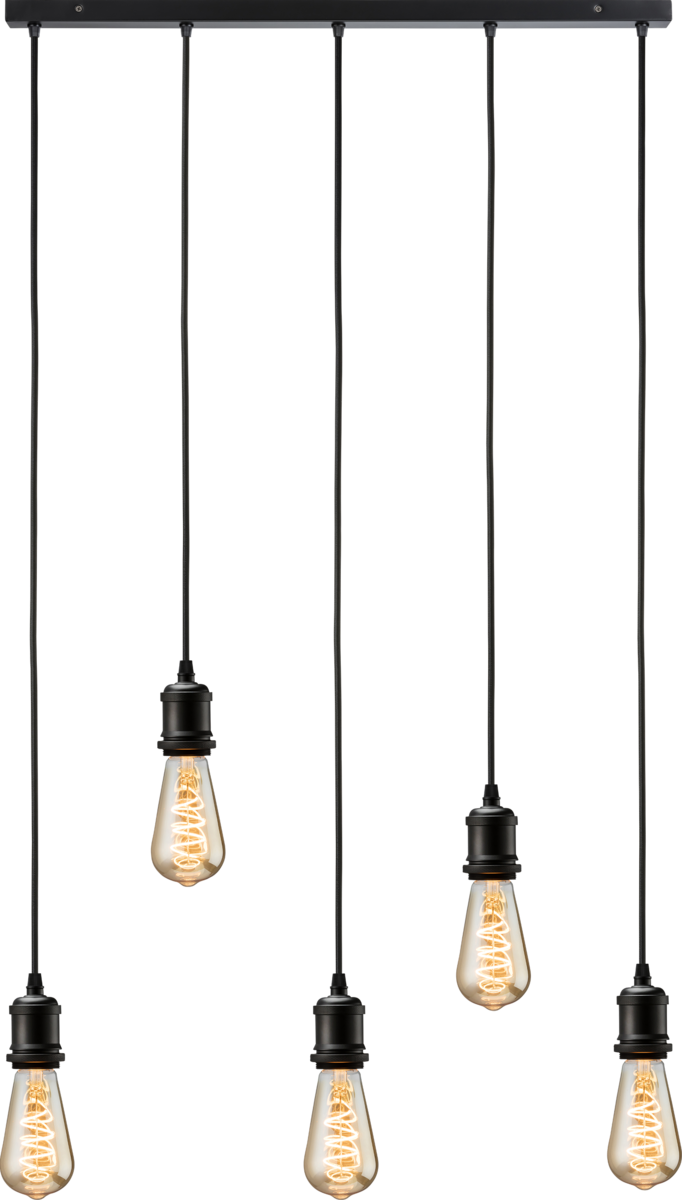 Knightsbridge CALVI5BMB 5 x  E27 Vintage Bar Pendant Matt Black