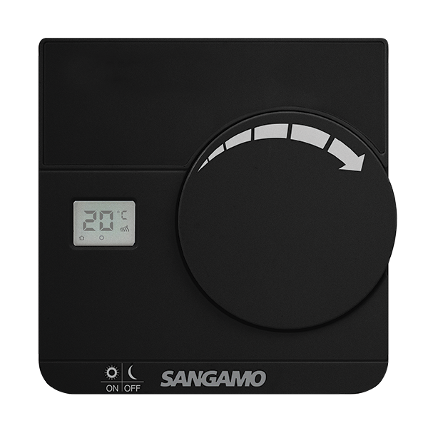 Sangamo CHPRSTATDB Electronic Room Thermostat with Digital Display Black