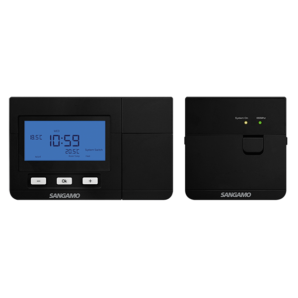 Sangamo CHPRSTATDPRFB Wireless 7 Day Programmable Room Thermostat Black