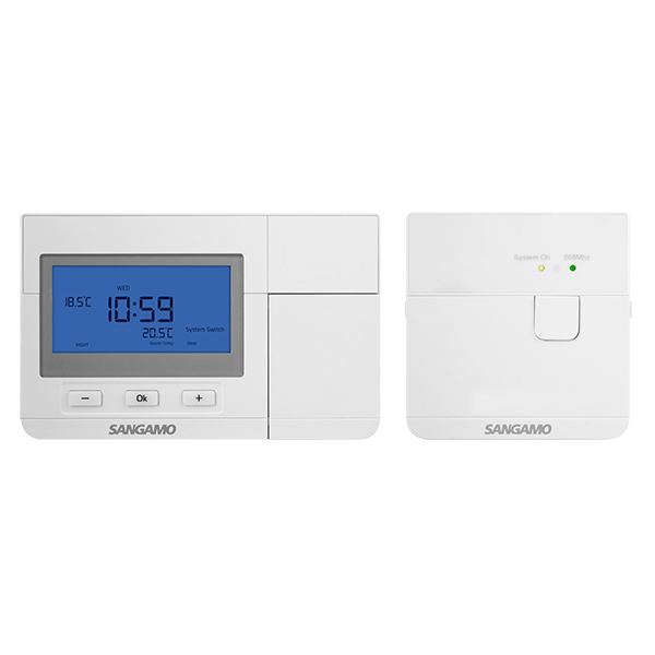 Sangamo CHPRSTATDRF Wireless Electronic Room Thermostat with Digital Display White