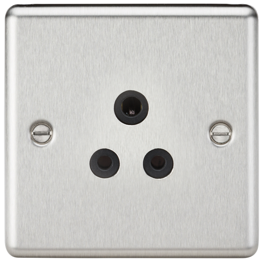 Knightsbridge CL5ABC 1 Gang 5A Unswitched Socket Brushed Chrome Black Insert