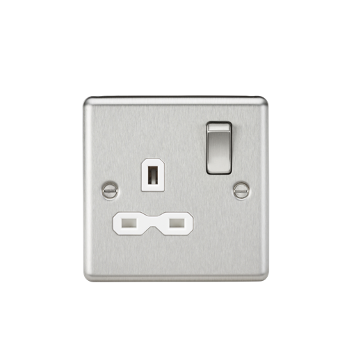 Knightsbridge CL7BCW 1 Gang 13A DP Switched Socket Brushed Chrome White Insert