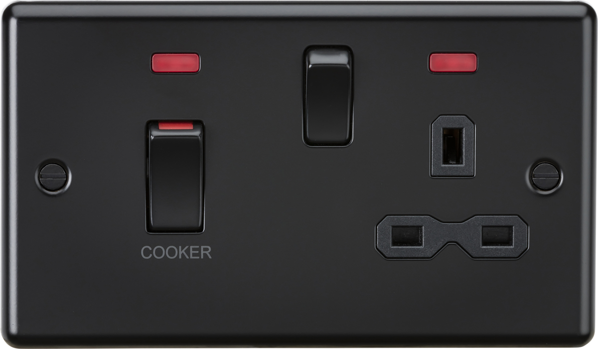 Knightsbridge CL83MNMBB 2 Gang 45A DP Cooker Control Unit with Neon Matt Black