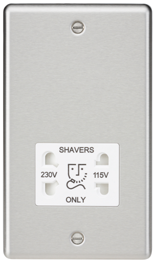 Knightsbridge CL89BCW Dual Voltage 115/230V 20VA Shaver Socket Brushed Chrome White Insert