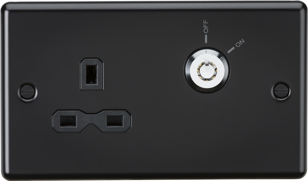 Knightsbridge CL9LOCKMB 1 Gang 13A DP Lockable Socket Matt Black