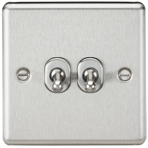 Knightsbridge CLTOG2BC 2 Gang 2 Way Toggle Switch Brushed Chrome