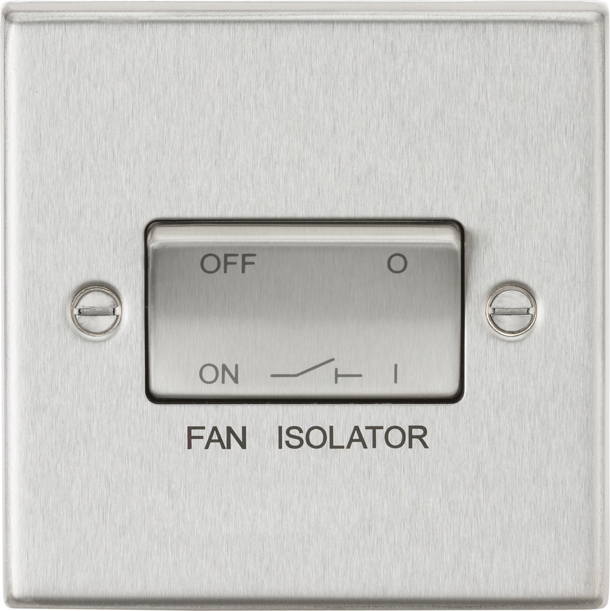 Knightsbridge CS11BC 1 Gang TP Fan Isolator Switch Brushed Chrome