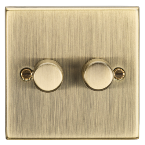 Knightsbridge CS2192AB 2 Gang 2 Way 150W LED Dimmer Antique Brass