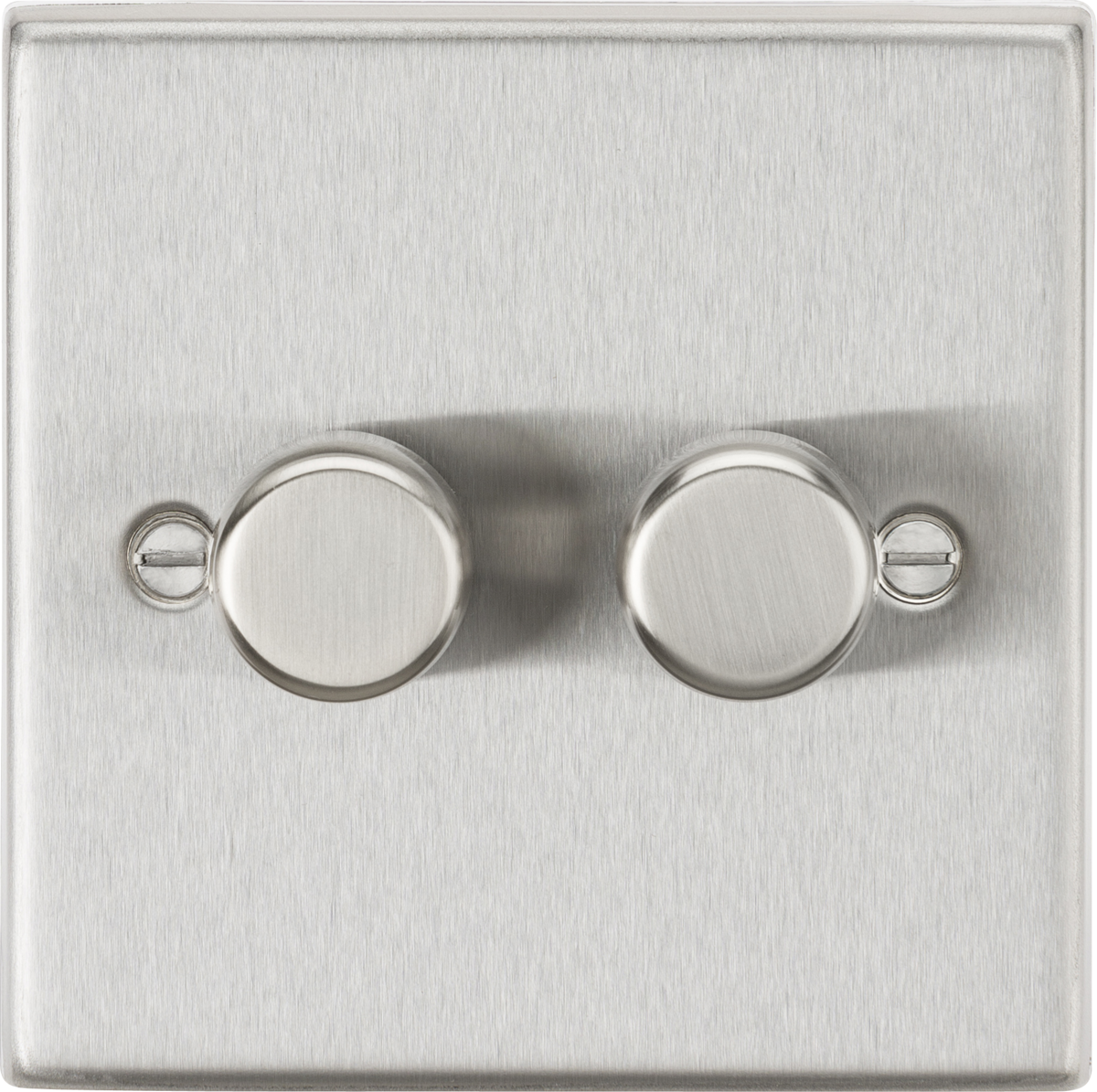 Knightsbridge CS2182BC 2 Gang 2 Way 200W Dimmer Brushed Chrome