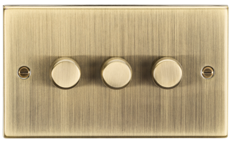 Knightsbridge CS2183AB 3 Gang 2 Way 200W Dimmer Antique Brass