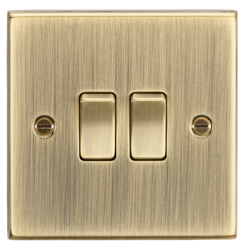 Knightsbridge CS3AB 2 Gang 2 Way Switch Antique Brass