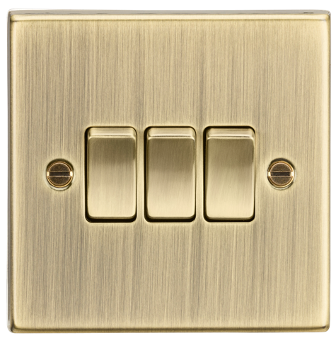 Knightsbridge CS4AB 3 Gang 2 Way Switch Antique Brass