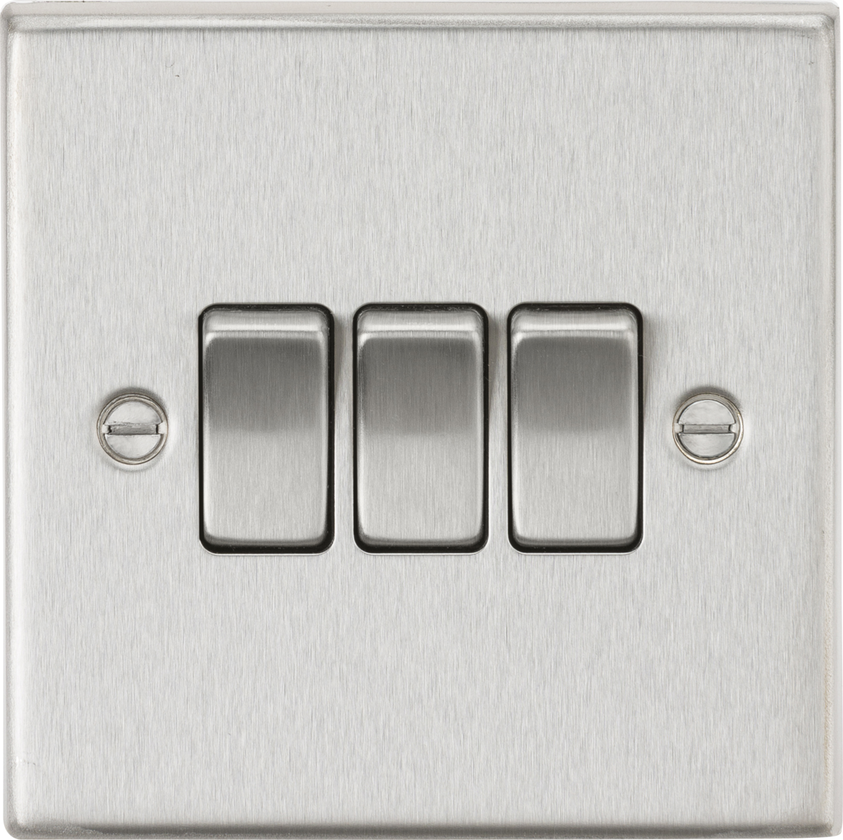 Knightsbridge CS4BC 3 Gang 2 Way Switch Brushed Chrome