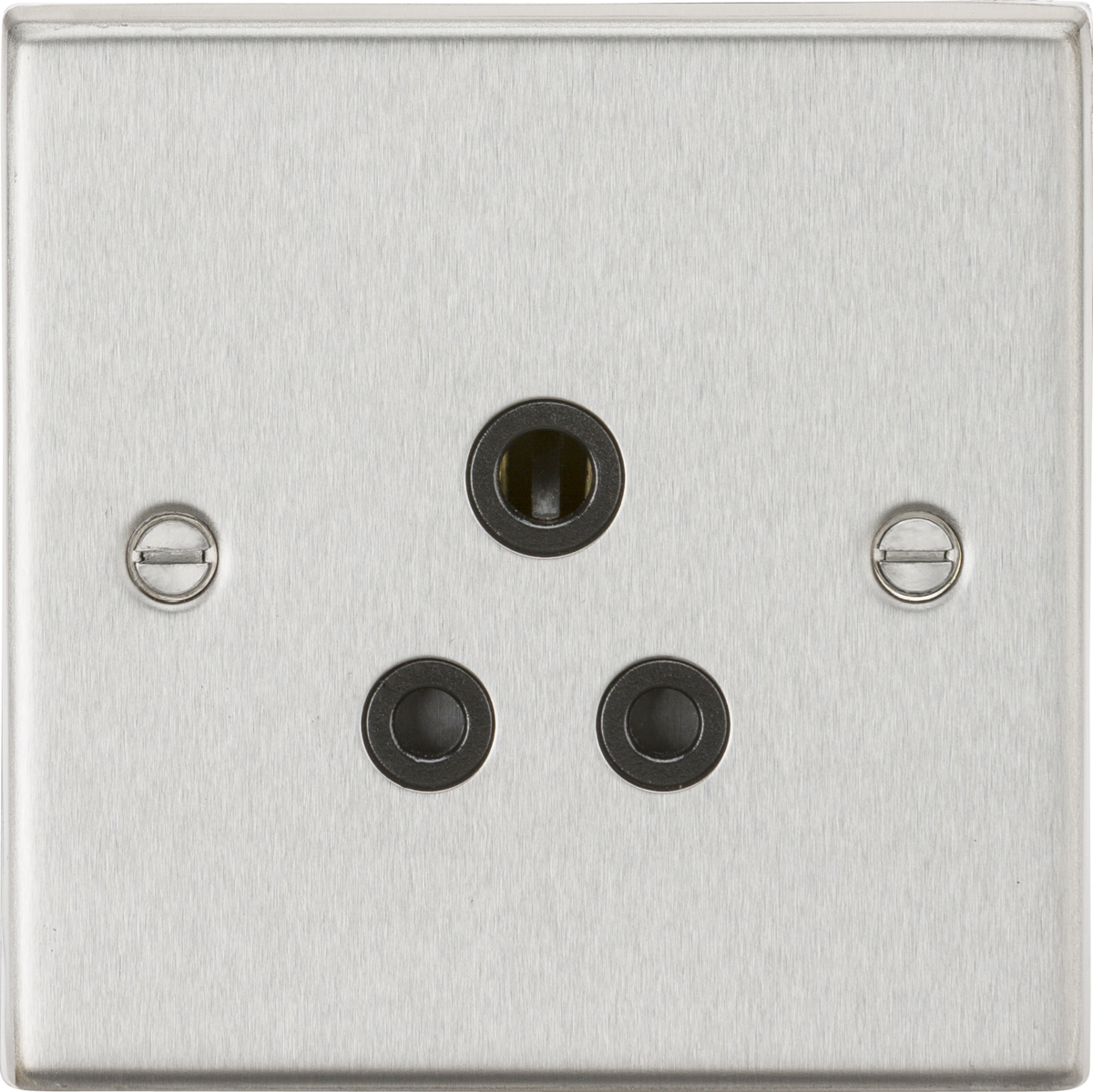 Knightsbridge CS5ABC 1 Gang 5A Unswitched Socket Brushed Chrome Black Insert