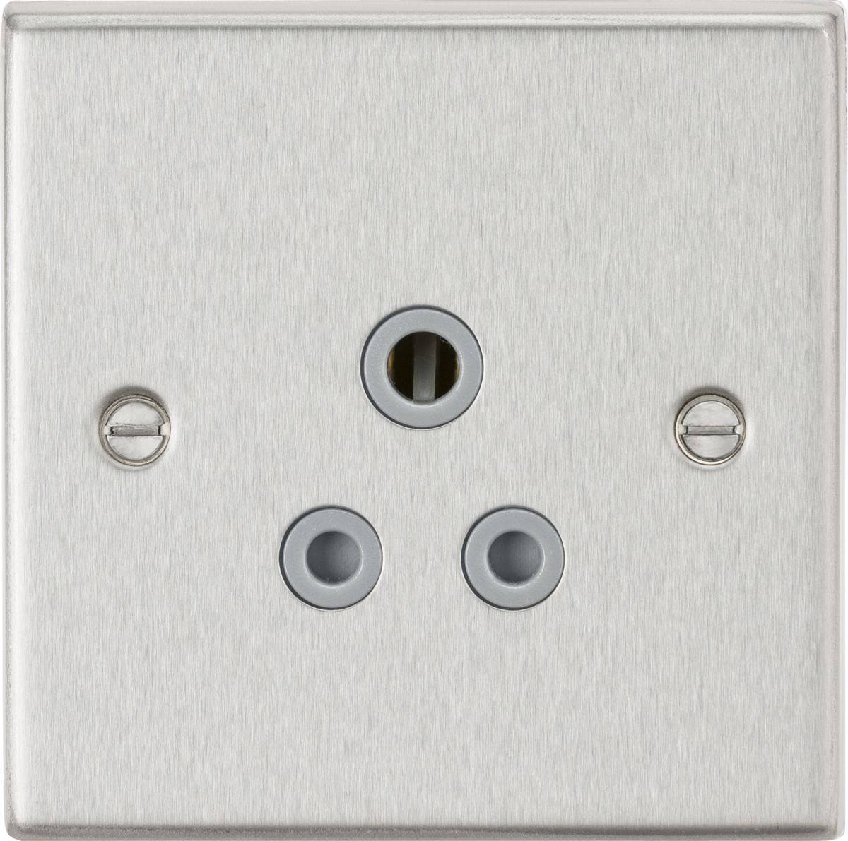 Knightsbridge CS5ABCG 1 Gang 5A Unswitched Socket Brushed Chrome Grey Insert