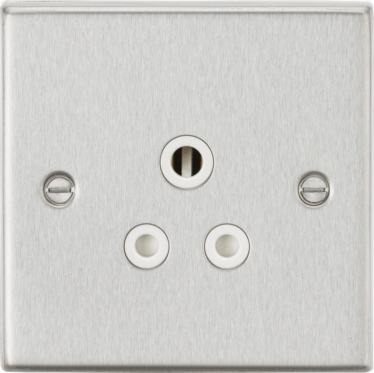 Knightsbridge CS5ABCW 1 Gang 5A Unswitched Socket Brushed Chrome White Insert